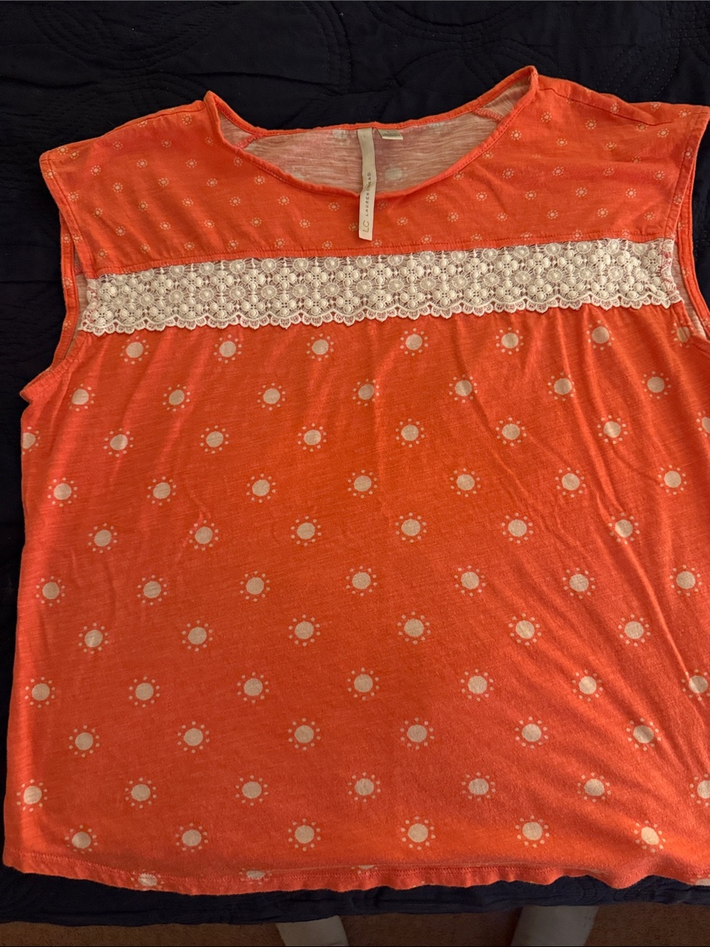 Women’s LC Lauren Conrad Orange Sleeveless Lace-Trim Top